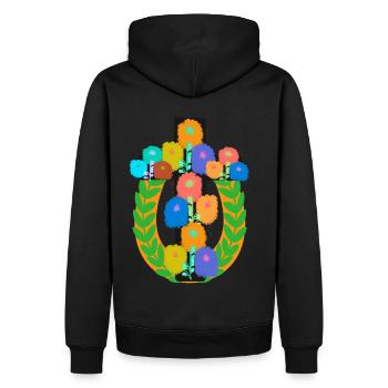 Croix Crucifix botanique Floral Couronne de Laurier multicolore - Sweat à capuche Premium bio Homme - noir - Dos - Nico (187cm)