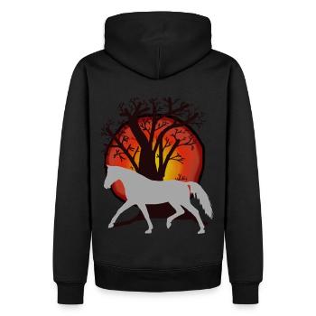Chevaux, Chevaux, Cheval Sauvage, Nature, Nature Sauvage, Soleil, Cheval - Sweat à capuche Premium bio Homme - noir - Dos - Nico (187cm)