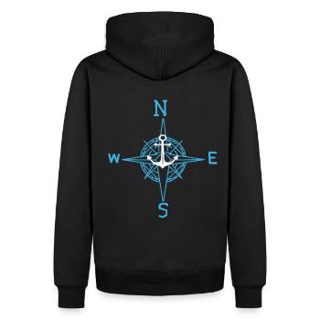 Rose des vents Boussole maritime Ancre des marins Ahoy - Sweat à capuche Premium bio Homme - noir - Dos - Nico (187cm)