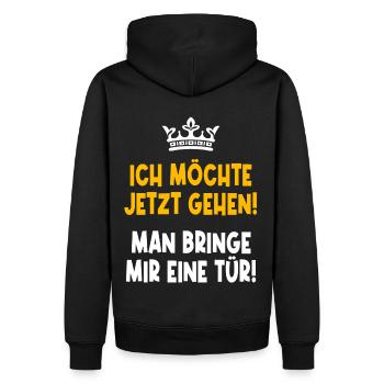 Tür - Männer Premium Bio Hoodie - Schwarz - Hinten - Nico (187cm)