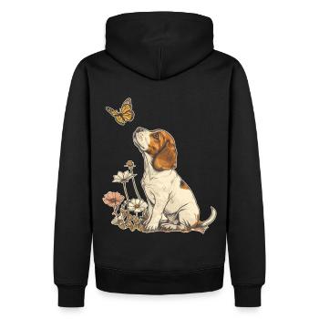 Beagle et papillon - Sweat à capuche Premium bio Homme - noir - Dos - Nico (187cm)