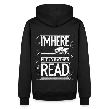 Lustiger Retro Buch Design Spruch für - Männer Premium Bio Hoodie - Schwarz - Hinten - Nico (187cm)