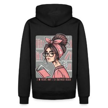 Motif de fille de livre rétro pour les lecteurs fréquents avec style - Sweat à capuche Premium bio Homme - noir - Dos - Nico (187cm)