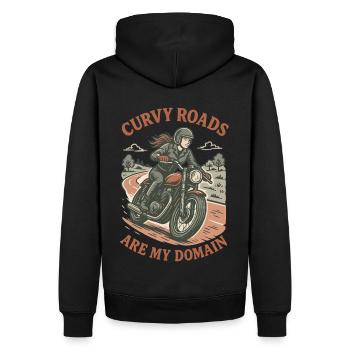 Les routes sinueuses sont mon domaine de motard - Sweat à capuche Premium bio Homme - noir - Dos - Nico (187cm)