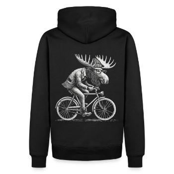 Funny bicycle motif with moose for hobby cyclists - Men’s Premium Organic Hoodie - black - Back - Nico (187cm)