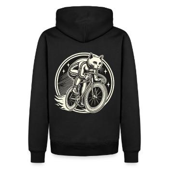 Chat de vélo rétro pour les amoureux des animaux en tournée - Sweat à capuche Premium bio Homme - noir - Dos - Nico (187cm)