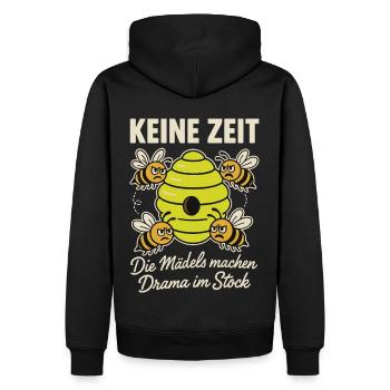 Abeilles, apiculteurs, pas le temps, les filles font du théâtre - Sweat à capuche Premium bio Homme - noir - Dos - Nico (187cm)