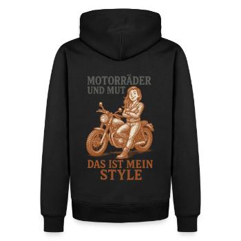 Motos et courage C’est mon style - Sweat à capuche Premium bio Homme - noir - Dos - Nico (187cm)