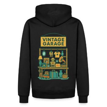 Antiquités Vintage Garage Antiquités - Sweat à capuche Premium bio Homme - noir - Dos - Nico (187cm)