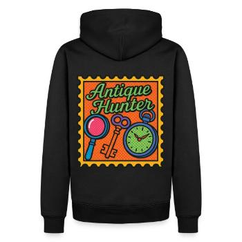 Antique Hunter Retro Vintage Design für Sammler - Männer Premium Bio Hoodie - Schwarz - Hinten - Nico (187cm)