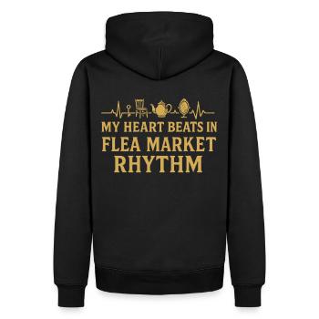 Mein Herz Schlägt Im Flohmarkt Rhythmus - Männer Premium Bio Hoodie - Schwarz - Hinten - Nico (187cm)