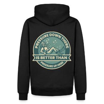 Pressure Down There Is Better Than - Männer Premium Bio Hoodie - Schwarz - Hinten - Nico (187cm)