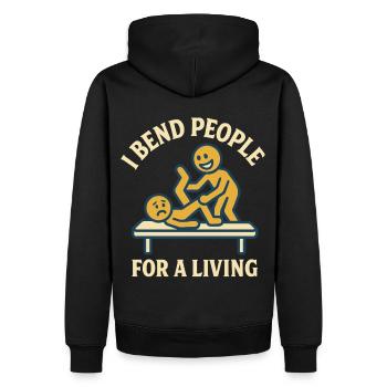 Je plie les gens pour un vivant Kinésithérapeute humour - Sweat à capuche Premium bio Homme - noir - Dos - Nico (187cm)