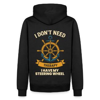 Drôle de dicton navire-bateau-capitaine - Sweat à capuche Premium bio Homme - noir - Dos - Nico (187cm)