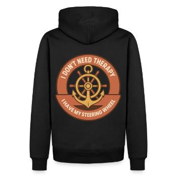 Drôle de dicton Ship Boat Capitaine Thérapie - Sweat à capuche Premium bio Homme - noir - Dos - Nico (187cm)