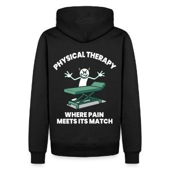 La physiothérapie drôle là où se trouve la douleur - Sweat à capuche Premium bio Homme - noir - Dos - Nico (187cm)