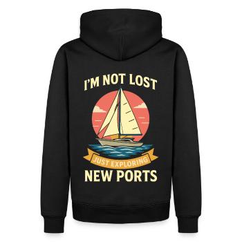 Drôle de dicton : Le capitaine n’est pas perdu et explore simplement - Sweat à capuche Premium bio Homme - noir - Dos - Nico (187cm)