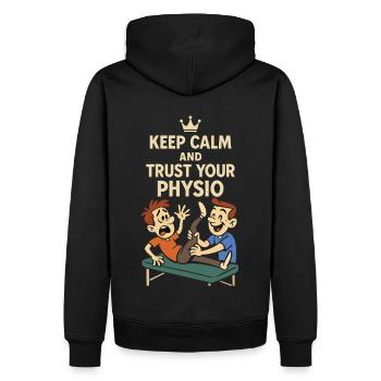 Kinésithérapeute Keep calm Trust - Sweat à capuche Premium bio Homme - noir - Dos - Nico (187cm)