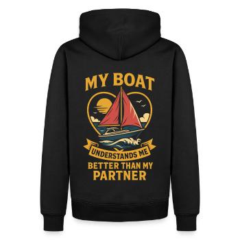 Mon bateau me comprend mieux Humour Capitaine - Sweat à capuche Premium bio Homme - noir - Dos - Nico (187cm)