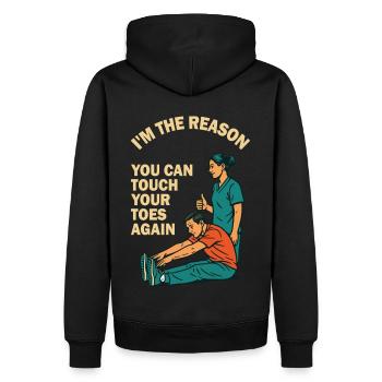 Physiotherapist The reason for exercise saying - Men’s Premium Organic Hoodie - black - Back - Nico (187cm)