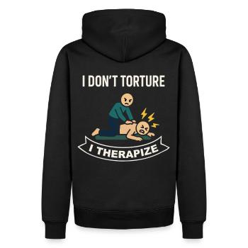 Physiotherapie Ich Quäle Nicht Ich Therapiere - Männer Premium Bio Hoodie - Schwarz - Hinten - Nico (187cm)