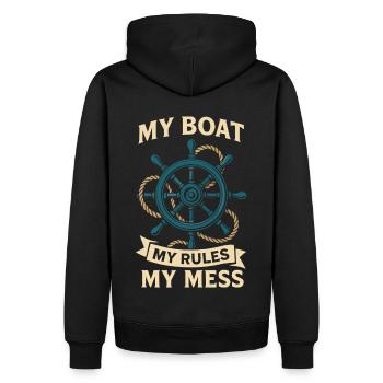 Mon bateau Mes règles Mon Chaos Nautique - Sweat à capuche Premium bio Homme - noir - Dos - Nico (187cm)