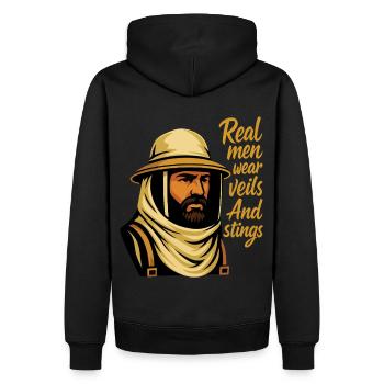 Real Men Wear Veils And Stings Imker Bienen Honig - Männer Premium Bio Hoodie - Schwarz - Hinten - Nico (187cm)