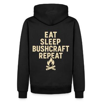 Eat Sleep Bushcraft Repetition Prepper - Men’s Premium Organic Hoodie - black - Back - Nico (187cm)