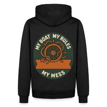 Mon bateau Mes règles Nautique Vintage Navigation - Sweat à capuche Premium bio Homme - noir - Dos - Nico (187cm)