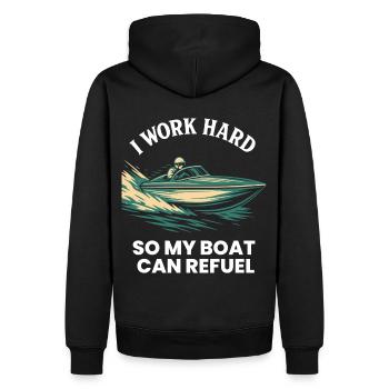 Je travaille dur pour ravitailler mon bateau Capitaine - Sweat à capuche Premium bio Homme - noir - Dos - Nico (187cm)