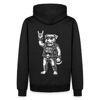 Heavy Metal Rock Musique Drôle Bulldog Design - Sweat à capuche Premium bio Homme - noir - Dos - Nico (187cm)