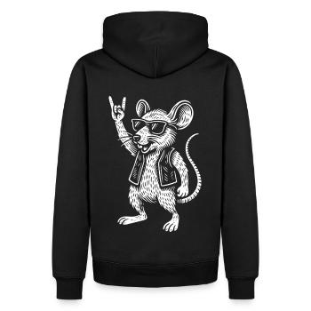 Rock Musik Heavy Metal Maus Lustig Retro - Männer Premium Bio Hoodie - Schwarz - Hinten - Nico (187cm)