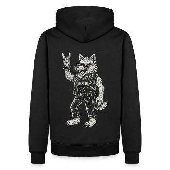 Wolf Metal Musik Rock Musik Funny Heavy Metal - Männer Premium Bio Hoodie - Schwarz - Hinten - Nico (187cm)
