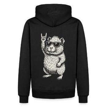 Rock Musique Drôle Heavy Metal Rétro Cochon d’Inde - Sweat à capuche Premium bio Homme - noir - Dos - Nico (187cm)