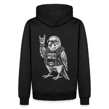 Heavy Metal Rock Musique Perruche Drôle - Sweat à capuche Premium bio Homme - noir - Dos - Nico (187cm)