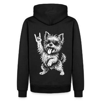 Rock Musique Drôle Yorkshire Terrier Chien Lourd - Sweat à capuche Premium bio Homme - noir - Dos - Nico (187cm)