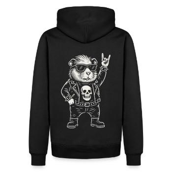 Rock Musique Drôle Heavy Metal Cochon d’Inde Rétro - Sweat à capuche Premium bio Homme - noir - Dos - Nico (187cm)
