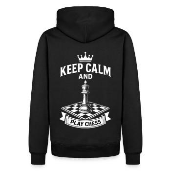 Ruhe Bewahren Und Schach Spielen Brettspiel - Männer Premium Bio Hoodie - Schwarz - Hinten - Nico (187cm)
