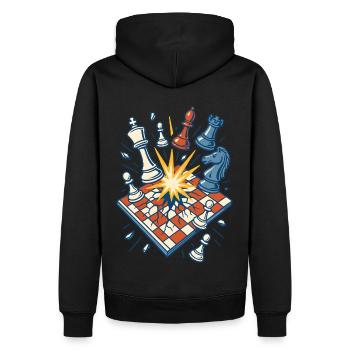 Chess Explosion Funny Chess Player Design - Men’s Premium Organic Hoodie - black - Back - Nico (187cm)