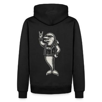 Metal Musik Delphin Rock Musik Heavy Metal - Männer Premium Bio Hoodie - Schwarz - Hinten - Nico (187cm)