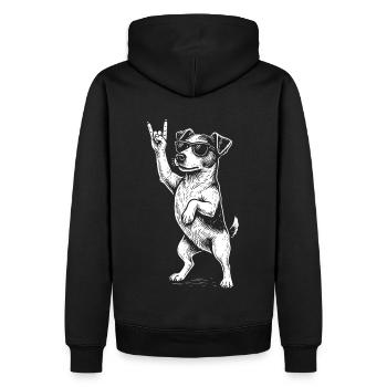 Rock Musik Lustiger Hund Heavy Metal Retro Jack - Männer Premium Bio Hoodie - Schwarz - Hinten - Nico (187cm)