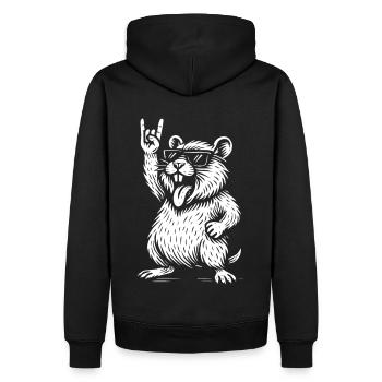 Metal Music Rock Musik Hamster Heavy Metal - Männer Premium Bio Hoodie - Schwarz - Hinten - Nico (187cm)