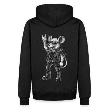 Rockmusik Maus Heavy Metal Lustig Retro - Männer Premium Bio Hoodie - Schwarz - Hinten - Nico (187cm)