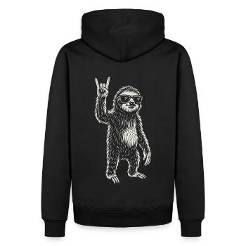 Metal Musik Lustiges Faultier Rock Musik Heavy - Männer Premium Bio Hoodie - Schwarz - Hinten - Nico (187cm)