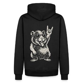 Cochon d’Inde Rock Musique Drôle Heavy Metal Rétro - Sweat à capuche Premium bio Homme - noir - Dos - Nico (187cm)
