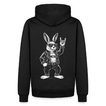 Métal Lapin Rock Musique Drôle Heavy Metal Rétro - Sweat à capuche Premium bio Homme - noir - Dos - Nico (187cm)