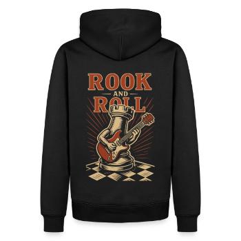 Rook And Roll Chess Player Board Game Fun - Men’s Premium Organic Hoodie - black - Back - Nico (187cm)