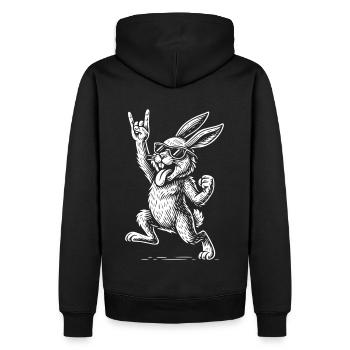Rock Musik Metal Musik Lustiger Hase Retro Vibes - Männer Premium Bio Hoodie - Schwarz - Hinten - Nico (187cm)