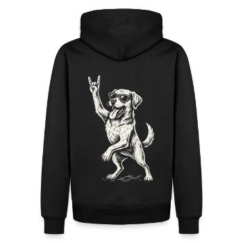 Rock Musique Chien Golden Retriever Drôle - Sweat à capuche Premium bio Homme - noir - Dos - Nico (187cm)
