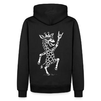 Rockmusik Giraffe Metallmusik Retro Spaß Design - Männer Premium Bio Hoodie - Schwarz - Hinten - Nico (187cm)